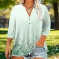 thumbnail image 1 of Tops for Women Plus Size 3/4 Sleeve Floral Printed V-Neck Casual Plus Size Blouse Top Green XXXXXL, 1 of 5