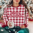 thumbnail image 1 of Tops for Women Plus Size Christmas Plaid Printed Long-sleeved Fleece Round-neck Vintage Letter Casual Sporty Sweatshirt Red XXXL, 1 of 6