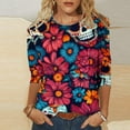 thumbnail image 1 of Tops for Women Plus Size Day Of The Dead Printed 3/4 Sleeve Round Neck Three Quarter Sleeve T-shirt Loose Round Neck Top Multicolor2 XXXXXL, 1 of 5