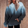 thumbnail image 1 of Tops for Women Plus Size Gradient Print Hooded Long Sleeved Pocket Long Top Fall Winter Sweatshirt Black XL, 1 of 5