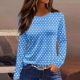 thumbnail image 1 of Tops for Women Plus Size Long Sleeve Printing Polka Dot Round Neck Casual Loose Sweatshirt 1-Blue, 1 of 5