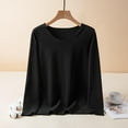 thumbnail image 1 of Tops for Women Plus Size Long Sleeve Solid Color Reversible De Fleece Thickened Warmth Blouses Black,Shirts for Women, 1 of 6