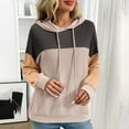thumbnail image 1 of Tops for Women Plus Size Long Sleeved Hooded Color Blocked Twisted Strip Pullover Sweatshirt Khaki XL, 1 of 6