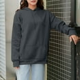 thumbnail image 1 of Tops for Women Plus Size Long Sleeved Solid Color Hooded Sweatshirt 1-Dark Gray XXXL, 1 of 6