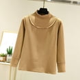 thumbnail image 1 of Tops for Women Plus Size Long-sleeved Half-high-neck Solid Color Fleece Undershirt Khaki XL, 1 of 6