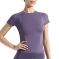 thumbnail image 1 of Shirts for Women Plus Size Short-sleeved Round Neck Solid Color Casual Sports T-shirt Purple L, 1 of 3