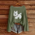 thumbnail image 1 of Tops for Women Printed Long Sleeved Winter Round Neck Pullover Knit Sweater,Women's Long Sleeve Tops 1-Army Green XL, 1 of 4