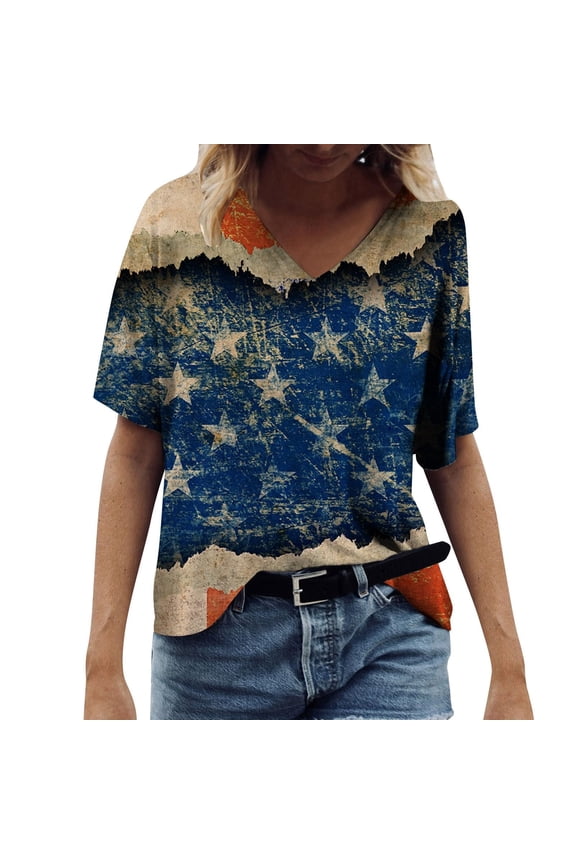 Tops for Women Printed Short Sleeve O Neck Beach Clothes for Women,Khaki,S