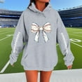 thumbnail image 1 of Tops for Women Rugby Hooded Sweatshirt Long Sleeves Pockets Print Long Top,Womens Sweatshirts Gray, 1 of 3