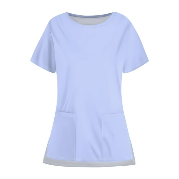 Tops for Women Scrubs for Women Set Christmas Scrub Top Nursing Scrubs for Women with Pockets Sky Blue Size L