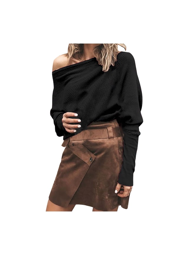 Tops for Women Sexy Casual Sloping Shoulder Tshirt Shirt Long Sleeve Slouchy Going Out Blouse Fashion Streetwear Tops