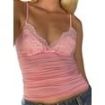 thumbnail image 1 of Tops for Women Sexy- Tank Tops - Y2K Bralette Spaghetti Strap Undershirts Slim Going Out Top Pink L, 1 of 7