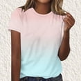 thumbnail image 1 of Tops for Women Shirts for Women Ladies' Casual Gradient Printed T-shirt Short-sleeved Round-neck Top Watermelon Red XXL, 1 of 4