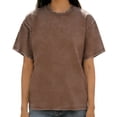 thumbnail image 1 of Tops for Women Short Sleeve Washed Graphic Casual Basic Summer Loose T Shirts Coffee 5XL, 1 of 4