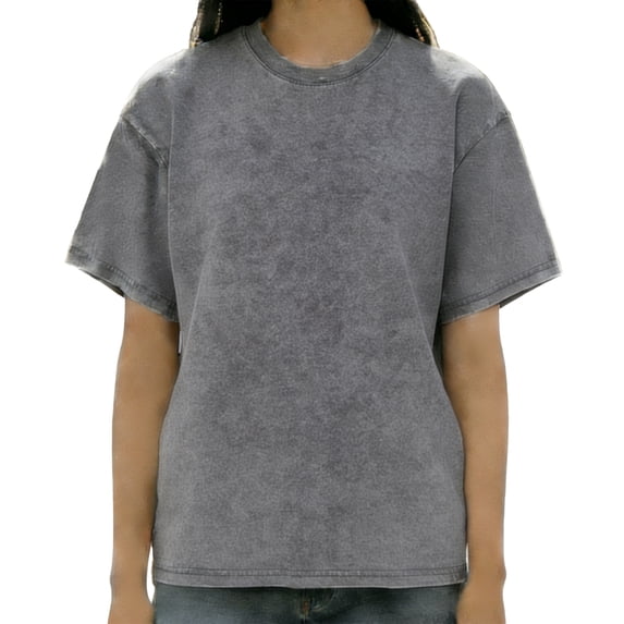Tops for Women Short Sleeve Washed Graphic Casual Basic Summer Loose T Shirts Grey 4XL