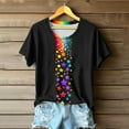 thumbnail image 1 of Tops for Women Short Sleeved Round Neck Rainbow Casual Printed T-shirt Top Multicolor S, 1 of 3