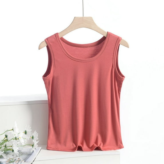 Tops for Women Sleeveless Round-Neck Summer Solid Color Tank Red XXL