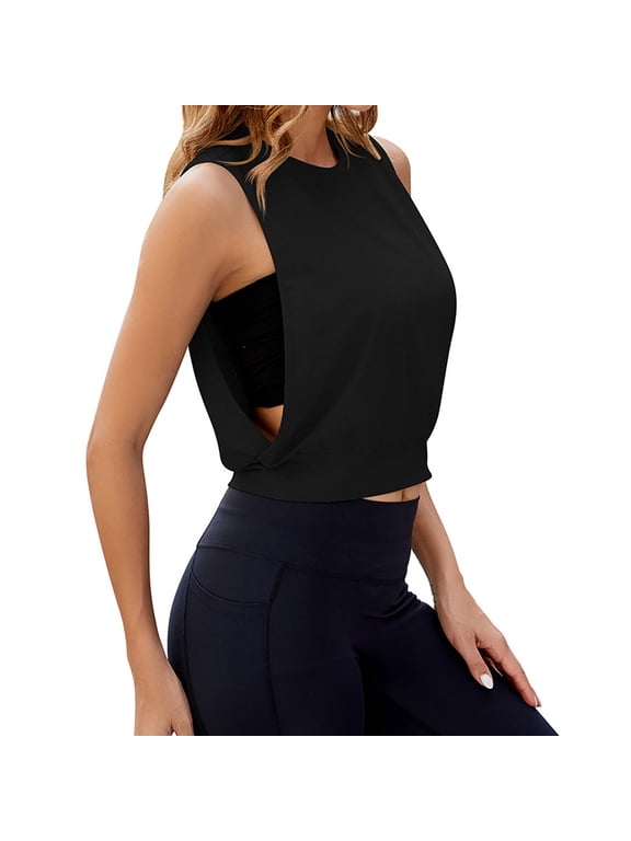 Tops for Women Sleeveless Workout Gym Activewear Crop Open Side Shirt For Athletic Exercise Running
