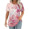thumbnail image 1 of Tops for Women Spring Blouses Clothing Women's New Short Sleeve Plus Size T-Shirts Round Neck Pullover Chest Pleated Casual Print Top, 1 of 6