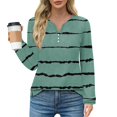 Tops for Women Stylish Tunic Long Sleeve Button Up V Neck Striped Print