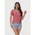thumbnail image 1 of Tops for Women Summer Casual Ruffle Trim Sleeve Square Neck T Shirts, 1 of 6