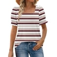 thumbnail image 1 of Tops for Women Summer Casual Ruffle Trim Sleeve Square Neck T Shirts, 1 of 5