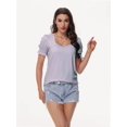 thumbnail image 1 of Tops for Women Summer Casual Ruffle Trim Sleeve Square Neck T Shirts, 1 of 6
