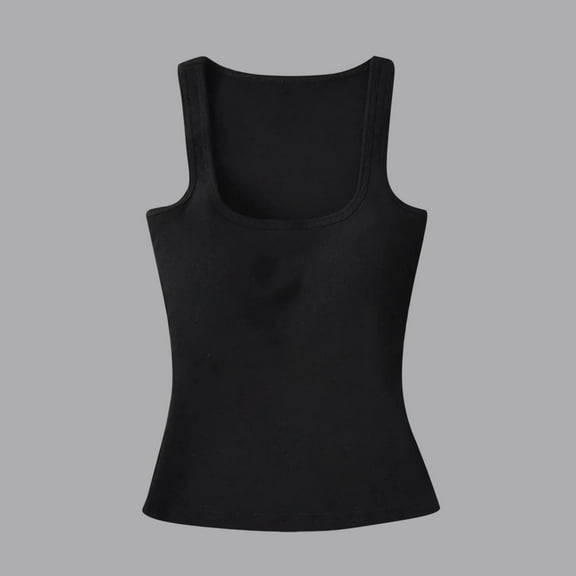 Tops for Women Summer Solid Color Crew Neck Shirts Casual Loose Fit Sleeveless Standard Straps Blouses