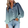 thumbnail image 1 of Tops for Women Trendy Fashion Printed V Neck Button Long Sleeve Casual Blouse Coat Summer Tops, 1 of 5