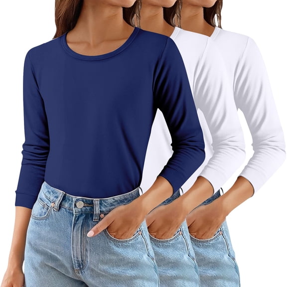 Tops for Women Trendy German Velvet 3pc Warm Slim Spring Basic Trendy Tops