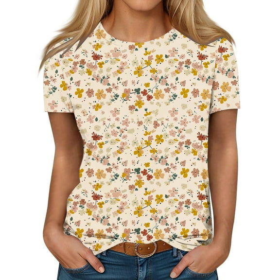 Tops for Women Trendy Going Out Cotton Crop Tops Loose Fit Tshirts Shirts Plus Size Bulk Blouses Casual Summer