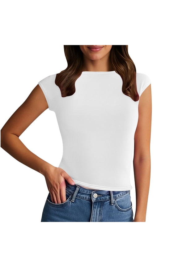 Tops for Women Trendy Going Out Plus Size Tops Summer 2025 Tshirts Shirts Pack Fitted Black Blouses Plus Size Long