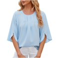 thumbnail image 1 of Tops for Women Trendy Going Out Summer Tops 2025 Vacation Plus Tshirts Shirts Pack Black Black Blouses Button Up Casual, 1 of 6