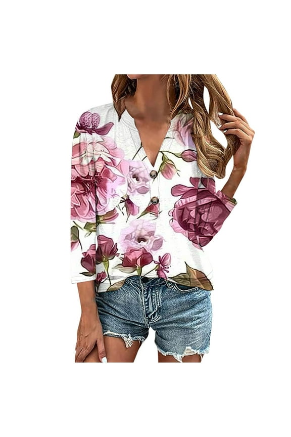 Tops for Women Trendy Going Out Workout Tops Loose Fit Western Tshirts Shirts V Neck White Blouse Dressy Plus Size