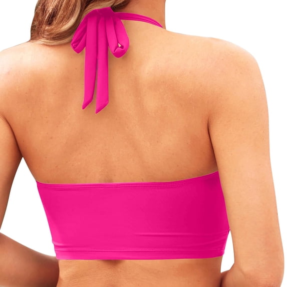 Tops for Women Trendy Gsakboxl Women's High Neck Quick‑Dry Bikini Swim Top Sleeveless Sports Bra For Yoga Casual Daily Wear Hot Pink M