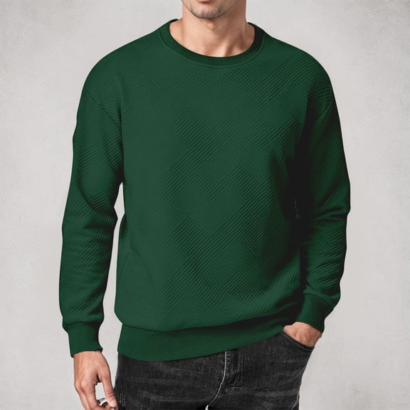 Tops for Women Trendy Men's Crewneck Sweatshirt Casual Long Sleeve Geometric Textured Sweatshirt Fashion Pullover Shirt