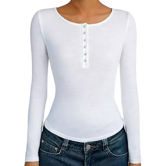 Tops for Women Trendy Pure Cotton Long Sleeve Casual Versatile Basic Trendy Tops