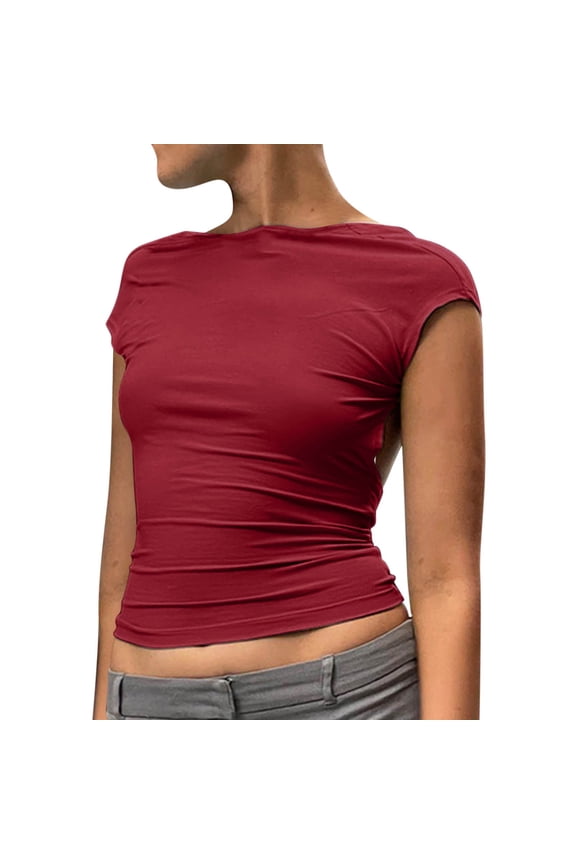 Tops for Women Trendy Shirt Sheer Mesh Long Sleeve Crop Tee Blouse,,S