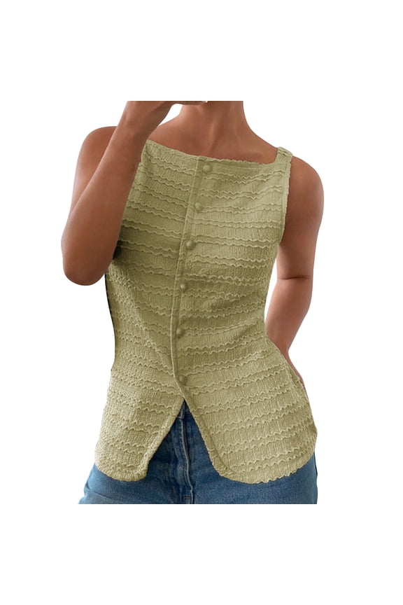 Tops for Women Trendy Summer Round-neck Sleeveless Blouse with Wavy/Pleated Jacquard Design Stylish and versatile