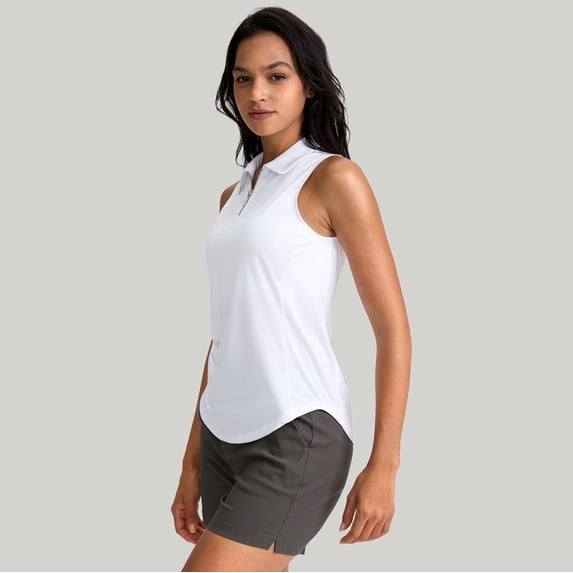 Tops for Women Trendy VLOOCKLW Sleeveless Zip Up Polo Shirts for Women Collared Lightweight Tennis Athletic Tank Top (S-4XL) White