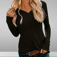 thumbnail image 1 of Tops for Women Trendy Viikei Womens Tops Long Sleeve Clearance under $5,Fashion Women's Solid T-shirt Long Sleeves Blouse V-Neck Casual Tops Black M, 1 of 6