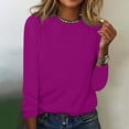 thumbnail image 1 of Tops for Women Trendy Viikei Womens Tops Long Sleeve Fall Clearance,Women's Summer Casual Long Sleeve Blouse Round Neck Tops T-Shirt Purple S, 1 of 4