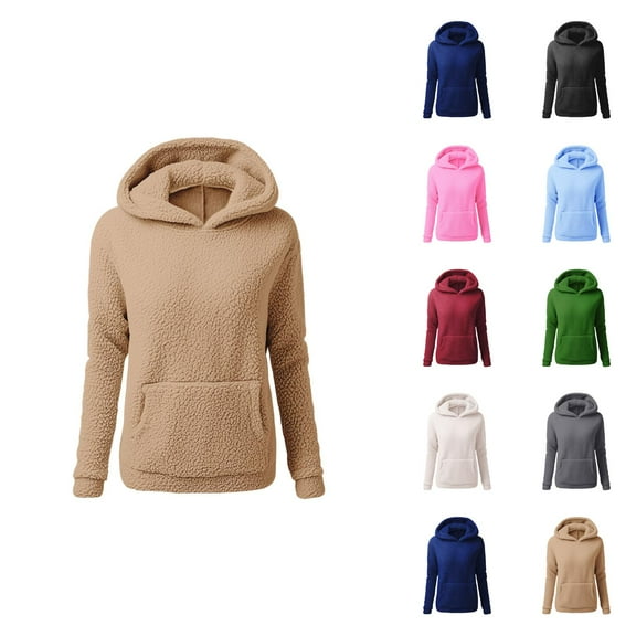 Tops for Women Trendy Women's Solid Color Sweatshirt Women Long Sleeve Letter Solid Color Hoodie Sweatshirts Pullover Sweatshirts Top Blouse