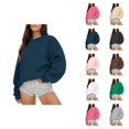thumbnail image 1 of Tops for Women Trendy Women's Solid Color Sweatshirt Women Long Sleeve Sweatshirt Casual Crewneck Loose Fit Pollover Hoodie Fall Tops, 1 of 6