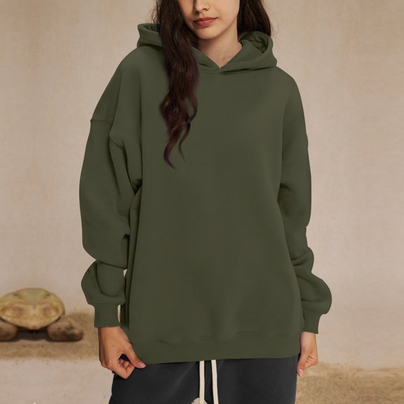 Tops for Women Trendy Womens Hooded Sweatshirts Oversized Long Sleeve Pullover Shirts Crewneck Fall Outfits Clothes