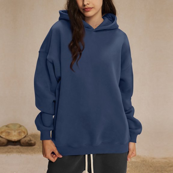 Tops for Women Trendy Womens Hooded Sweatshirts Oversized Long Sleeve Pullover Shirts Crewneck Fall Outfits Clothes