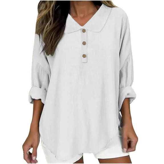 Tops for Women V Neck Long Sleeve Shirts Solid Color Long Sleeve Casual Blouse