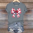 thumbnail image 1 of WHLBF Tops for Women Valentine's Day Bow Print Round Neck Short Sleeve Casual Blouse Gray L, 1 of 6