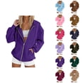 thumbnail image 1 of Tops for Women Women's Solid Color Sweatshirt Women's And Winter Hooded With Velvet Loose And Lazy Student Hooded Hoodie, 1 of 5