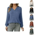 thumbnail image 1 of Tops for Women Women's Solid Sweatshirt Women's European And Autumn Casual Pullover V Neck Striped Loose Long Sleeved T Shirt Top Sweater, 1 of 8